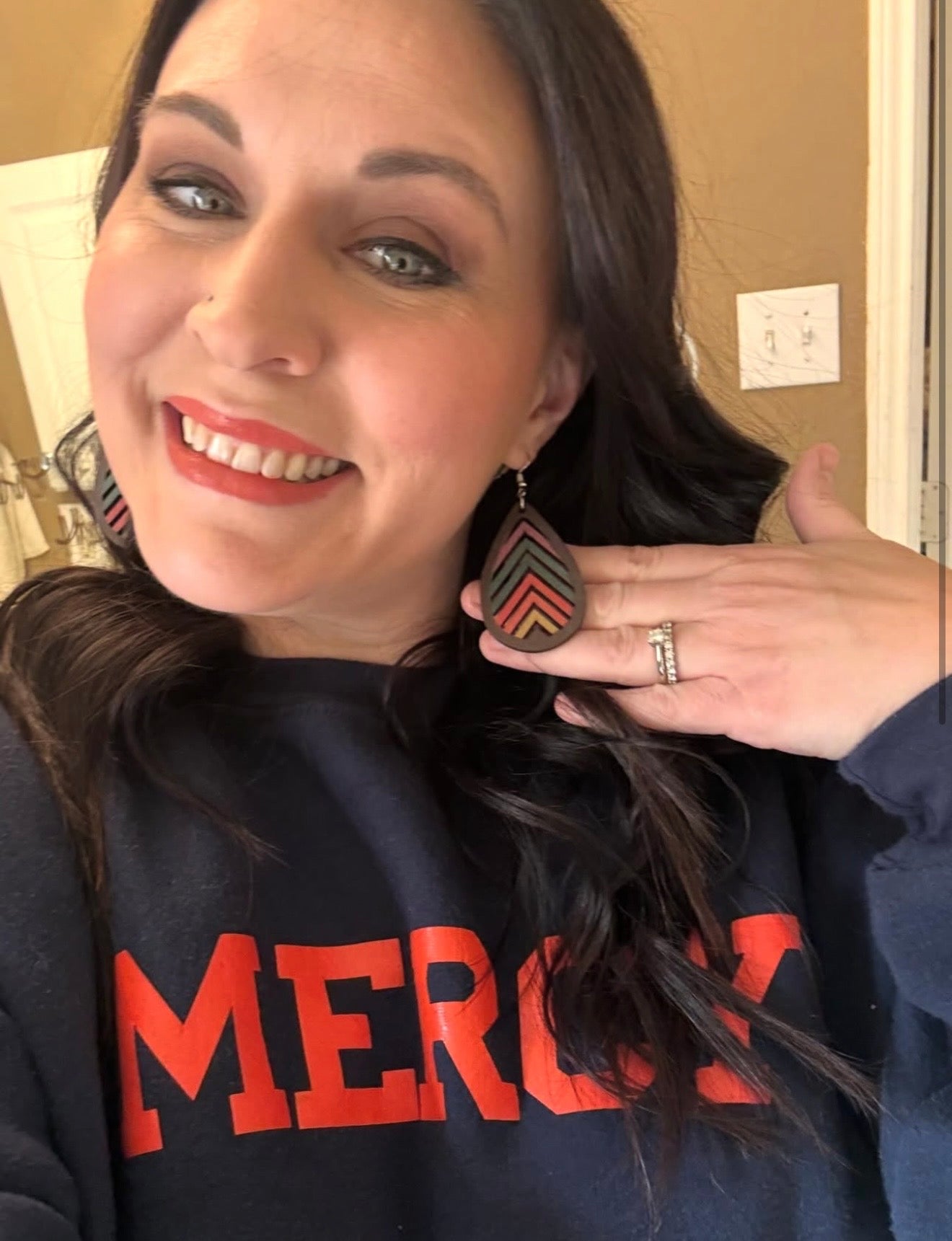 Wooden Rainbow Mountains Laser Cut Earrings